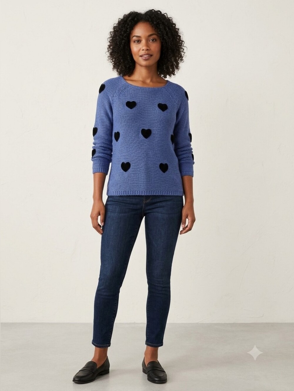 LC Lauren Conrad Royal Blue Metallic Knit Heart Accents Sweater Size S. Sw 5